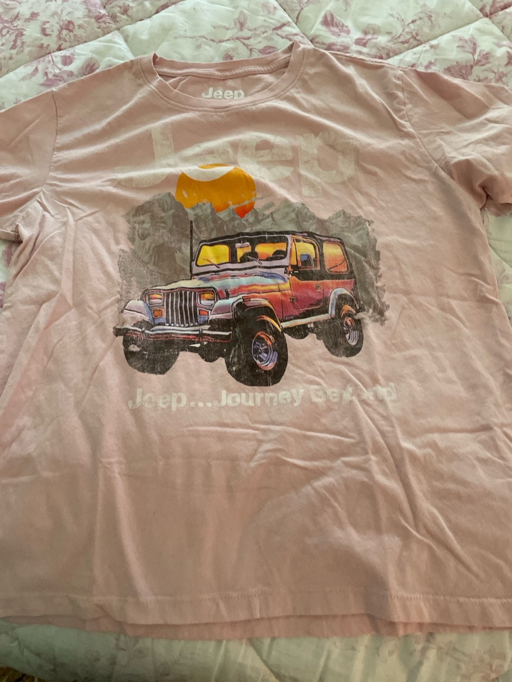 Jeep Pink Graphic Jeep & Mountain Short Sleeve Tee